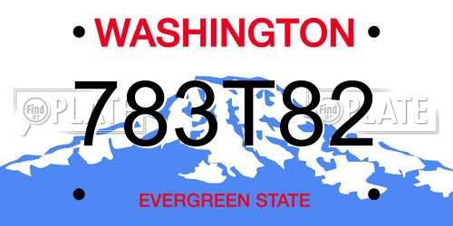 783T82 Washington License Plate
