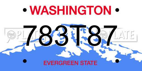 783T87 Washington License Plate