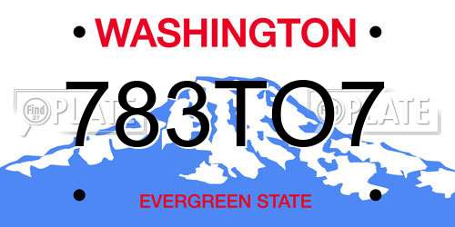 783TO7 Washington License Plate
