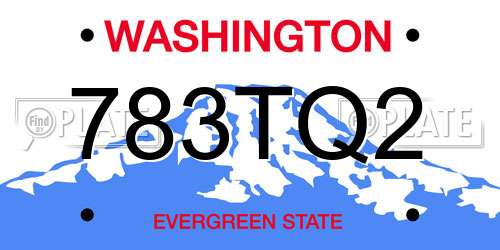 783TQ2 Washington License Plate