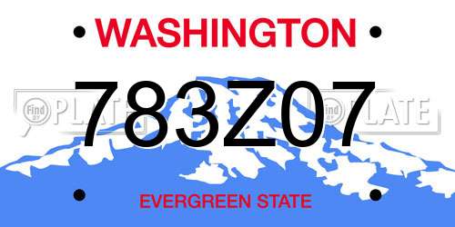 783Z07 Washington License Plate