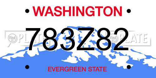 783Z82 Washington License Plate