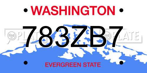 783ZB7 Washington License Plate