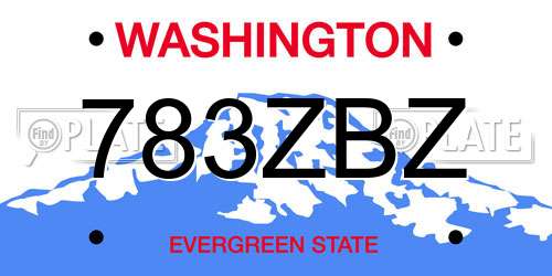 783ZBZ Washington License Plate