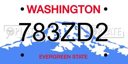 783ZD2 Washington License Plate