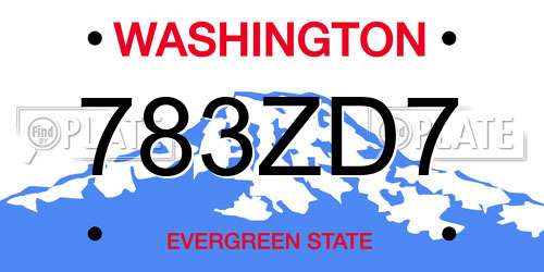 783ZD7 Washington License Plate