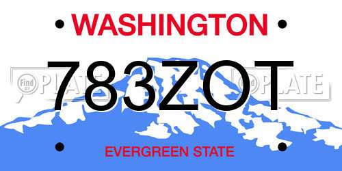 783ZOT Washington License Plate