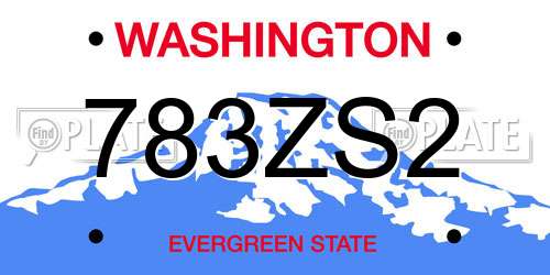 783ZS2 Washington License Plate