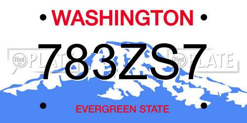 783ZS7 Washington License Plate