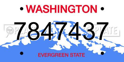 7847437 Washington License Plate