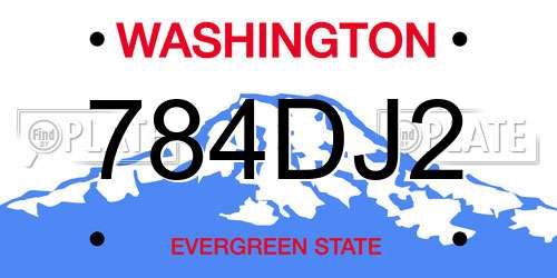 784DJ2 Washington License Plate