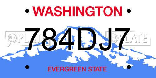 784DJ7 Washington License Plate