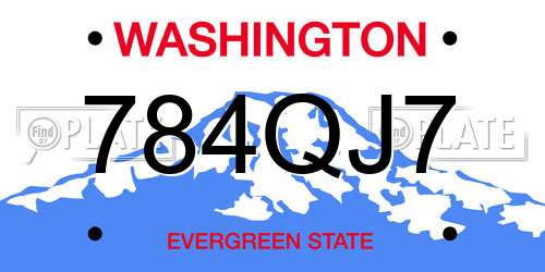 784QJ7 Washington License Plate