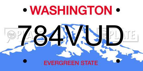 784VUD Washington License Plate
