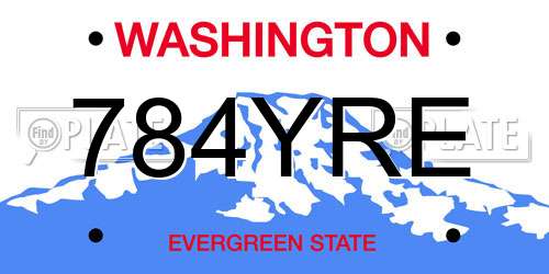 784YRE Washington License Plate