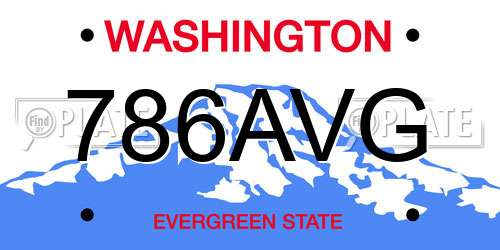 786AVG Washington License Plate