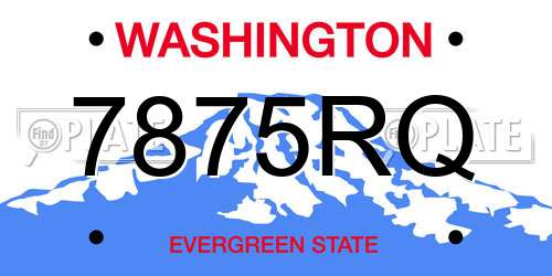 7875RQ Washington License Plate