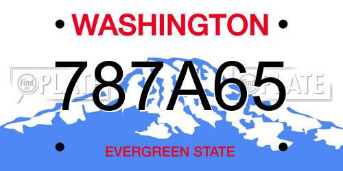 787A65 Washington License Plate