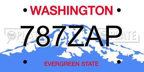 787ZAP Washington License Plate