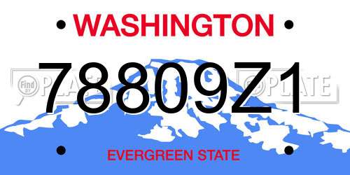 78809Z1 Washington License Plate