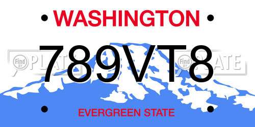 789VT8 Washington License Plate