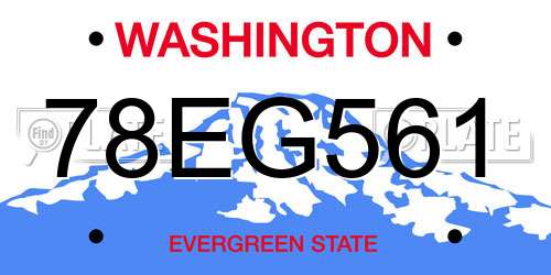 78EG561 Washington License Plate