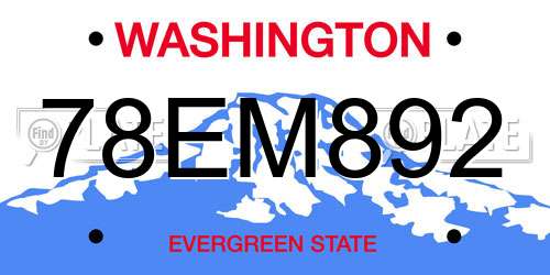 78EM892 Washington License Plate