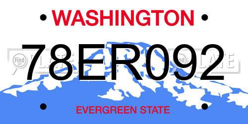 78ER092 Washington License Plate