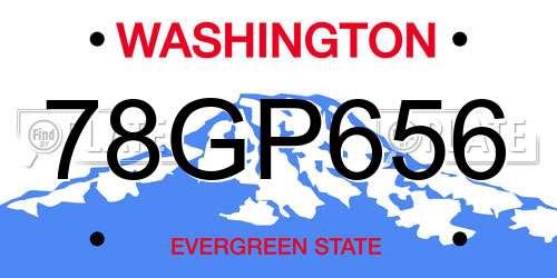 78GP656 Washington License Plate