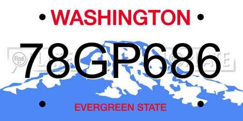 78GP686 Washington License Plate