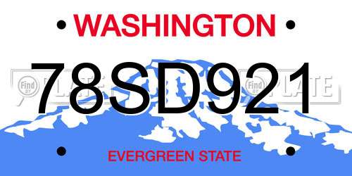 78SD921 Washington License Plate