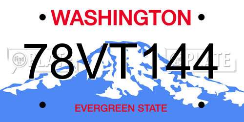78VT144 Washington License Plate