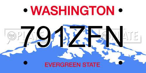 791ZFN Washington License Plate