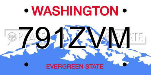 791ZVM Washington License Plate