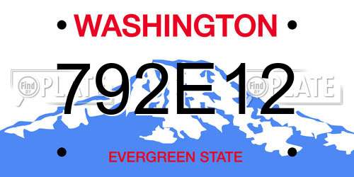 792E12 Washington License Plate