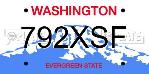 792XSF Washington License Plate