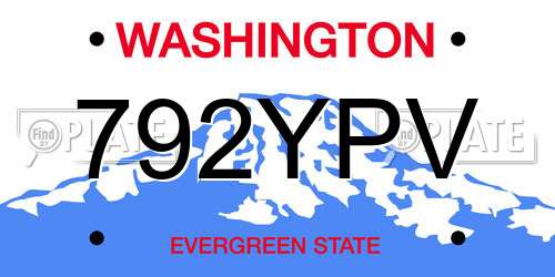 792YPV Washington License Plate
