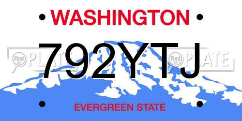 792YTJ Washington License Plate