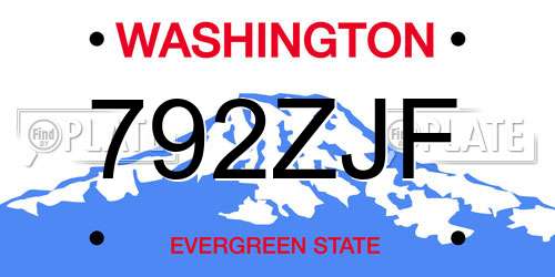 792ZJF Washington License Plate