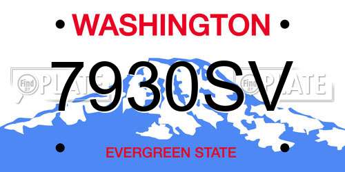 7930SV Washington License Plate