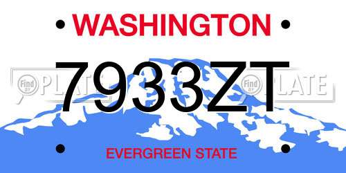 7933ZT Washington License Plate