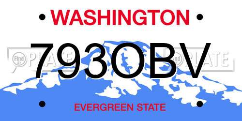 793OBV Washington License Plate
