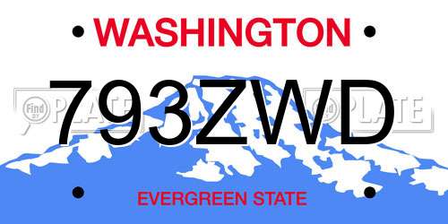 793ZWD Washington License Plate