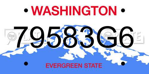 79583G6 Washington License Plate