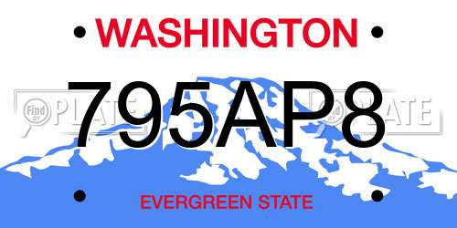 795AP8 Washington License Plate