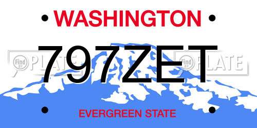 797ZET Washington License Plate