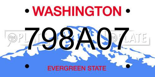 798A07 Washington License Plate