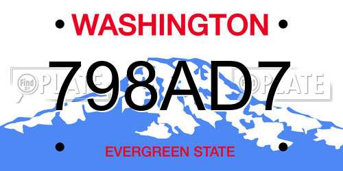 798AD7 Washington License Plate