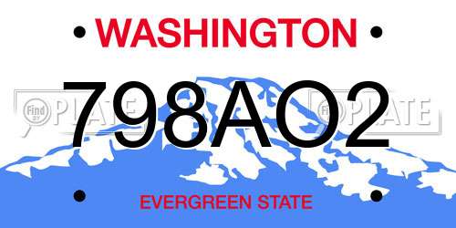 798AO2 Washington License Plate