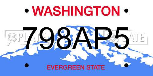 798AP5 Washington License Plate